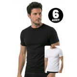 Öts 6'lı Erkek T-Shirt Kapalı Yaka Yarım Kollu (%100 Pamuk), Renkli, M