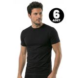 Öts 6'lı Erkek T-Shirt Kapalı Yaka Yarım Kollu (%100 Pamuk), Siyah, S