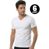 Öts 6'lı Erkek T-Shirt V Yaka (%100 Pamuk) - Beyaz - XL