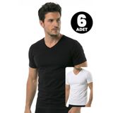 Öts 6'lı Erkek T-Shirt V Yaka (%100 Pamuk), Renkli, M