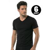Öts 6'lı Erkek T-Shirt V Yaka (%100 Pamuk), Siyah, M