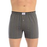 Öts Erkek %100 Pamuk Boxer Çizgili Düğmeli Ergonomik Tasarım (2652) - 2XL - Füme