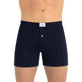 Öts Erkek %100 Pamuk Boxer Çizgili Düğmeli Ergonomik Tasarım (2652) - 2XL - Lacivert