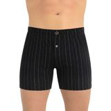 Öts Erkek %100 Pamuk Boxer Çizgili Düğmeli Ergonomik Tasarım (2652) - 3XL - Siyah
