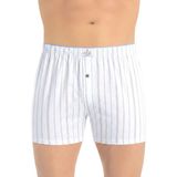 Öts Erkek %100 Pamuk Boxer Çizgili Düğmeli Ergonomik Tasarım (2652) - Beyaz