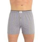 Öts Erkek %100 Pamuk Boxer Çizgili Düğmeli Ergonomik Tasarım (2652) - Gri