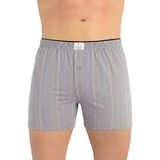 Öts Erkek %100 Pamuk Boxer Çizgili Düğmeli Ergonomik Tasarım (2652) - XL - Gri