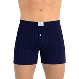 Öts Erkek %100 Pamuk Boxer Çizgili Düğmeli Ergonomik Tasarım (2652) - XL - Indigo