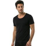 Öts Erkek %100 Pamuk T-Shirt Açık Yaka Yarım Kollu Özel Tasarım (1610) - Siyah - XL