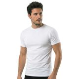 Öts Erkek %100 Pamuk T-Shirt Kapalı Yaka Yarım Kollu Özel Tasarım (1620) - Beyaz - XL