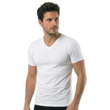 Öts Erkek %100 Pamuk T-Shirt V Yaka Modern ve Rahat (1630) - Beyaz - L