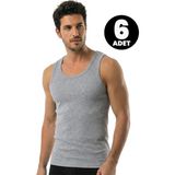 Öts Erkek 6’lı %100 Pamuk Atlet Kaşkorse Premium Günlük Kullanım (1224-6) - 2XL - Gri