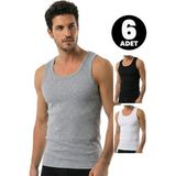 Öts Erkek 6’lı %100 Pamuk Atlet Kaşkorse Premium Günlük Kullanım (1224-6) - XL - Renkli