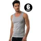 Öts Erkek 6’lı %100 Pamuk Atlet Ribana Premium Günlük Kullanım (1211-6) - XL - Gri