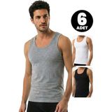 Öts Erkek 6’lı %100 Pamuk Atlet Süprem Günlük Rahat Kesim (1210-6) - XL - Renkli