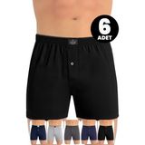 Öts Erkek 6’lı %100 Pamuk Boxer Düğmeli Süprem Kumaş Ekstra Konforlu Kalıp (2655-6) - Açık Gri