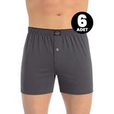 Öts Erkek 6’lı %100 Pamuk Boxer Düğmeli Süprem Kumaş Ekstra Konforlu Kalıp (2655-6) - Füme - XL