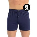 Öts Erkek 6’lı %100 Pamuk Boxer Düğmeli Süprem Kumaş Ekstra Konforlu Kalıp (2655-6) - İndigo - XL