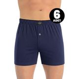 Öts Erkek 6’lı %100 Pamuk Boxer Düğmeli Süprem Kumaş Ekstra Konforlu Kalıp (2655-6) - İndigo
