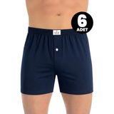 Öts Erkek 6’lı %100 Pamuk Boxer Düğmeli Süprem Kumaş Ekstra Konforlu Kalıp (2655-6) - Lacivert