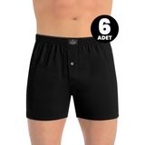Öts Erkek 6’lı %100 Pamuk Boxer Düğmeli Süprem Kumaş Ekstra Konforlu Kalıp (2655-6) - Siyah
