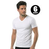 Öts Erkek 6’lı %100 Pamuk T-Shirt V Yaka Günün Her Anı İçin (1630-6)