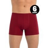 Öts Erkek 6’lı Modal Boxer İnce Bel Lastikli Esnek ve Konforlu (2702-6) - Bordo - XL