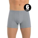 Öts Erkek 6’lı Modal Boxer İnce Bel Lastikli Esnek ve Konforlu (2702-6) - Gri - XL