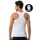 Öts Erkek 6’lı Pamuklu Atlet Sporcu Günlük Klasik Model (1250-6), Beyaz, L