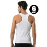 Öts Erkek 6’lı Pamuklu Atlet Sporcu Günlük Klasik Model (1250-6), Beyaz, M
