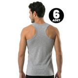 Öts Erkek 6’lı Pamuklu Atlet Sporcu Günlük Klasik Model (1250-6) - XL - Gri