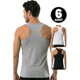 Öts Erkek 6’lı Pamuklu Atlet Sporcu Günlük Klasik Model (1250-6) - XL - Renkli