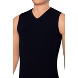 Öts Erkek Atlet V Yaka Sıfır Kol (%96 Pamuk - %4 Elastan) - Siyah - XL