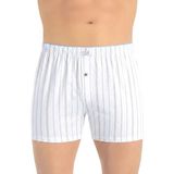 Öts Erkek Boxer Çizgili, Düğmeli (%100 Pamuk), Beyaz, L