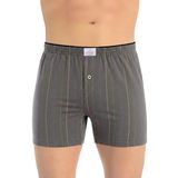 Öts Erkek Boxer Çizgili, Düğmeli (%100 Pamuk), Füme, L