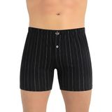 Öts Erkek Boxer Çizgili, Düğmeli (%100 Pamuk), Siyah, XXL