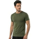 Öts Erkek Modal T-Shirt O Yaka Modal Ekstra Esnek Dokulu (1622) - Haki - XL