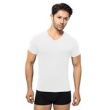 ÖTS Erkek Modal T-Shirt - Ultra Yumuşak, Nefes Alabilir, Etiketsiz Esnek Kalıp Erkek Fanila, O ve V Yaka Seçenekli İç Giyim Tişört, Günlük ve Spor Tişört, (Beyaz - XL)