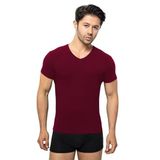 ÖTS Erkek Modal T-Shirt - Ultra Yumuşak, Nefes Alabilir, Etiketsiz Esnek Kalıp Erkek Fanila, O ve V Yaka Seçenekli İç Giyim Tişört, Günlük ve Spor Tişört, (Bordo - M)