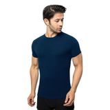 ÖTS Erkek Modal T-Shirt - Ultra Yumuşak, Nefes Alabilir, Etiketsiz Esnek Kalıp Erkek Fanila, O ve V Yaka Seçenekli İç Giyim Tişört, Günlük ve Spor Tişört, (İndigo - M)