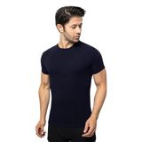 ÖTS Erkek Modal T-Shirt - Ultra Yumuşak, Nefes Alabilir, Etiketsiz Esnek Kalıp Erkek Fanila, O ve V Yaka Seçenekli İç Giyim Tişört, Günlük ve Spor Tişört, (Lacivert - L)