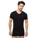 ÖTS Erkek Modal T-Shirt - Ultra Yumuşak, Nefes Alabilir, Etiketsiz Esnek Kalıp Erkek Fanila, O ve V Yaka Seçenekli İç Giyim Tişört, Günlük ve Spor Tişört, (Siyah - XXL)