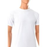 Öts Erkek T-Shirt Kapalı Yaka Yarım Kollu (%100 Pamuk), Beyaz, L