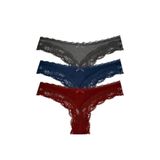 Öts Kadın 3'lü Dantelli Fantezi Külot (%96 Pamuk -%4 Elastan), Renkli, XL