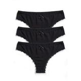 Öts Kadın 3’lü Viskon Külot Paket Dantelli Bikini Normal Bel Dar Kalıp Ekstra Konforlu Kalıp (4234-3), Siyah, XL