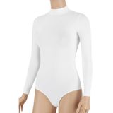 Öts Kadın Kancalı Çıtçıtlı Body Yarım Balıkçı Yaka Uzun Kol (%96 Pamuk -%4 Elastan), Beyaz, 2XL
