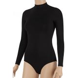 Öts Kadın Kancalı Çıtçıtlı Body Yarım Balıkçı Yaka Uzun Kol (%96 Pamuk -%4 Elastan), Siyah, M