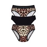 Öts Kadın Külot 3'lü Leoparlı (%90 Viskon -%10 Elastan), Renkli, M