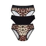 Öts Kadın Külot 3'lü Leoparlı (%90 Viskon -%10 Elastan), Renkli, XL