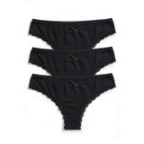 Öts Kadın Külot 3'lü Paket, Dantelli, Bikini, Normal Bel Dar Kalıp Külot (%90 Viskon -%10 Elastan), Siyah, M